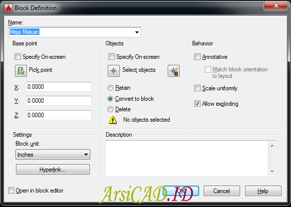 Langkah 8 Cara Membuat Object Block di AutoCAD